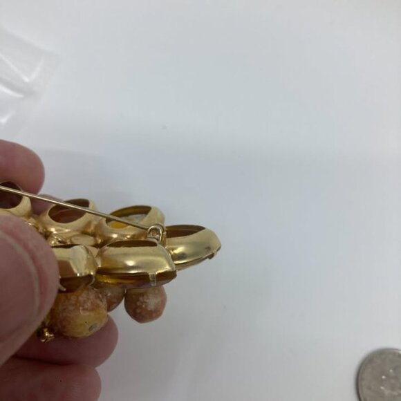 Vtg JULIANA yellow ambre cha cha beads brooch - Picture 3 of 3